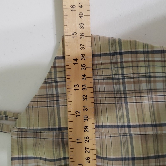 J. Crew Midi Dress 2 Tan Plaid Spaghetti Strap 100% Cotton Cottage Preppy Casual - Picture 12 of 15